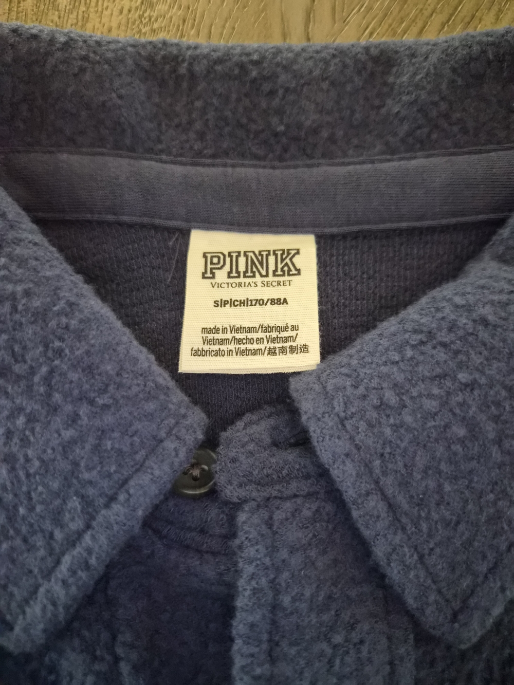 Vintage Navy Blue Fleece Button-Up Shirt Jacket - Picture 2 of 3